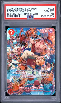 2025 ONE PIECE OP10-ROYAL BLOOD SPECIAL ALTERNATE ART #002 EDWARD NEWGATE PSA 10 - Image 1