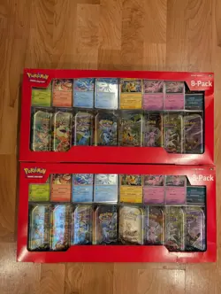 Pokemon TCG: Prismatic Evolutions 8 Mini-Tins Promos Costco Lot Of 2 **IN HAND** - Image 1