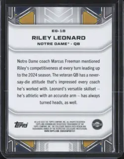 2024 Bowman Chrome University Elements of the Game #EG-18 Riley Leonard - MINT - Image 2