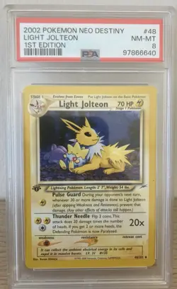 Pokemon Neo Destiny 1st Edition Light Jolteon 48/105 PSA 8 - Image 1