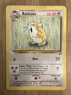 Raticate - Base set 2 - 58/130 - Pokemon Card - VERY DAMAGED - Image 1