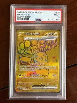Pokemon Prismatic Evolutions Pikachu Ex 179/131 Hyper Rare PSA 9 Full Art - Image 1