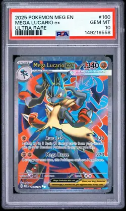 Pokemon TCG 2025 Mega Lucario ex 160/132 Ultra Rare Holo PSA 10 - Image 1