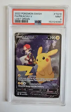 Pokemon TCG Pikachu V Lost Origin TG16/TG30 PSA9 - Image 1