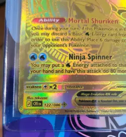 💧Me04⚡Hyper Rare Mega Gold Greninja 122 Pokemon TCG ⚡Choas Rising Holo - Image 2