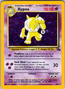 Hypno 8/62 Fossil Pokemon HP Unlimited Holo DAMAGE - Image 1