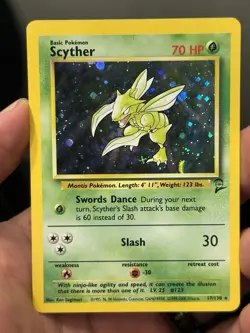Pokemon TCG Scyther 017/130 Base Set 2 Holo Rare English 70HP Ken Sugimori - Image 1