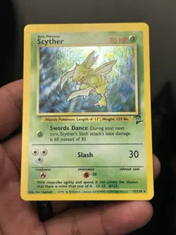 Pokemon TCG Scyther 017/130 Base Set 2 Holo Rare English 70HP Ken Sugimori - Image 2