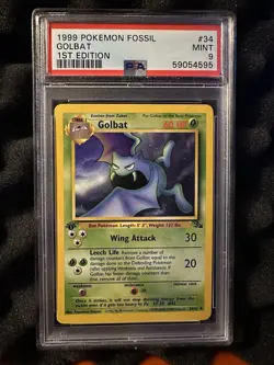 1999 POKEMON FOSSIL 1ST EDITION #34 GOLBAT PSA 9 - Image 1