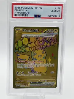 2025 POKEMON PRE EN-PRISMATIC EVOLUTIONS HYPER RARE #179 PIKACHU EX PSA 10 - Image 1