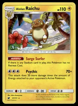 Alolan Raichu 31/111 Rare Crimson Invasion Pokemon Holo Lightly Played - Image 1