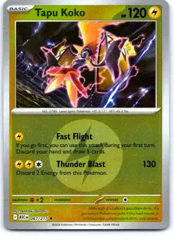 Tapu Koko (Energy Symbol) 067/217 Ascended Heroes Pokemon Reverse Holo NM - Image 1