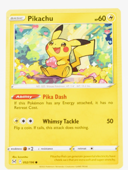 Pikachu Pokemon Lost Origin 052/196 LP - Image 1