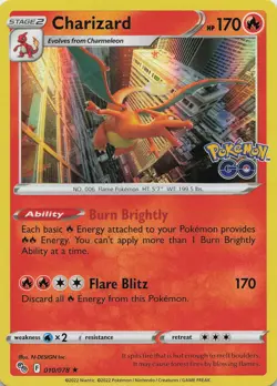 Charizard 010/078 Holo Rare Pokemon GO Pokemon Holo Lightly Played - Image 1
