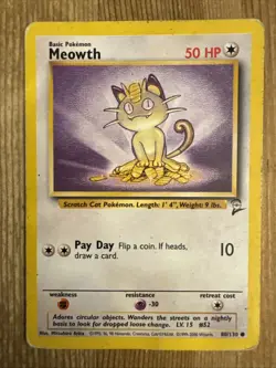 MEOWTH 80/130 Common Base Set 2 WOTC 2000 Pokemon - DMG - Image 1