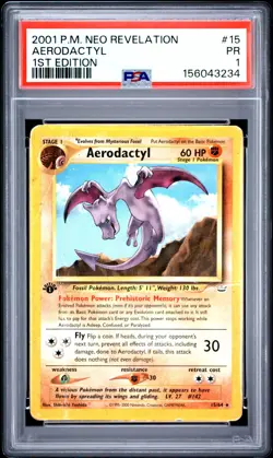2001 Pokemon Neo Revelation Aerodactyl 1st Edition PSA 1 POPULATION 1! - Image 1