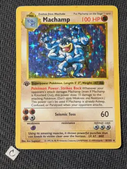Machamp 8/102 - 1st Edition Shadowless Holo Rare Pokemon TCG MP - Image 1