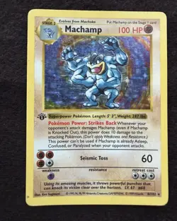 1ST EDITION Shadowless Machamp 8/102 Base Set Holo Rare Pokemon TCG (MP/HP) - Image 1