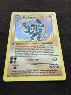 1ST EDITION Shadowless Machamp 8/102 Base Set Holo Rare Pokemon TCG (MP/HP) - Image 2