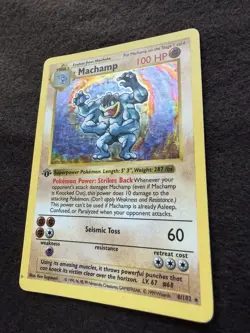 1ST EDITION Shadowless Machamp 8/102 Base Set Holo Rare Pokemon TCG (MP/HP) - Image 4