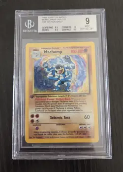 Pokemon TCG Machamp 1st Edition Base Set Unlimited Holo Rare 8/102 BGS 9 - Image 1