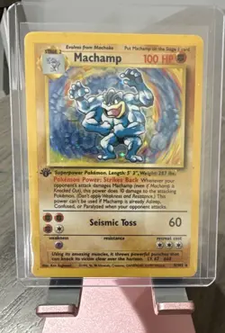 pokemon tcg machamp base set 1st edition holo rare 8/102 100hp english - Image 1