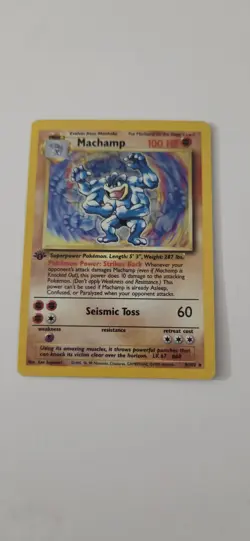 Pokemon TCG Machamp Holo 1st Edition Base Set #8/102 Holo Rare - Image 1