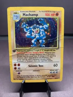 Pokemon TCG Machamp Holo 1st Edition Base Set 8/102 Holo Rare VTG WOTC HP/DMG - Image 1
