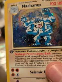 Pokemon TCG Machamp Holo 1st Edition Base Set #8/102 Holo Rare ✨🌀SWIRL🌀✨ - Image 3