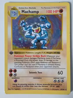 Pokemon TCG Machamp Holo 1st Edition Base Set #8/102 Holo Rare MP Condition - Image 1