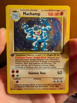 Pokemon TCG Machamp Holo 1st Edition Base Set #8/102 Holo Rare - Image 1