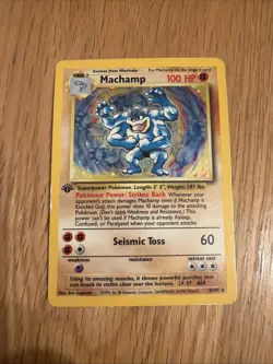 Pokemon TCG Machamp Holo 1st Edition Base Set #8/102 Holo Rare - Image 1
