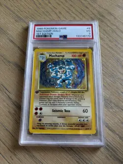 Pokemon TCG Machamp Holo 1st Edition Base Set #8/102 Holo Rare PSA 3 - Image 1