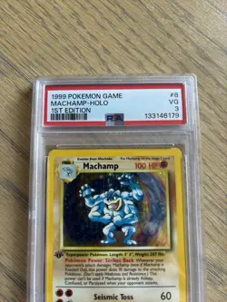 Pokemon TCG Machamp Holo 1st Edition Base Set #8/102 Holo Rare PSA 3 - Image 2