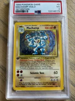 Pokemon TCG Machamp Holo 1st Edition Base Set #8/102 Holo Rare PSA 3 - Image 3