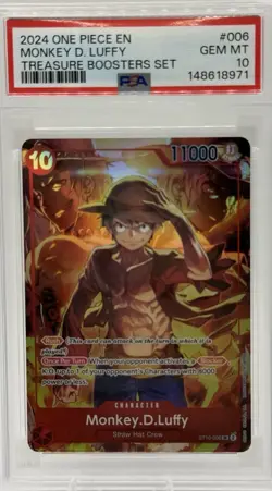 2024 One Piece EN Monkey D. Luffy ST10-006 SR Treasure Boosters Set PSA 10 - Image 1