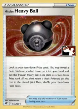 HISUIAN HEAVY BALL 146/189 UNCOMMON PRIZE PACK SERIES CARDS POKEMON HOLO NM - Image 1