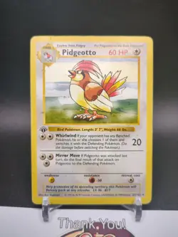 Pidgeotto 22/102 1st Edition Base Set Shadowless Pokemon Card WOTC - Image 1
