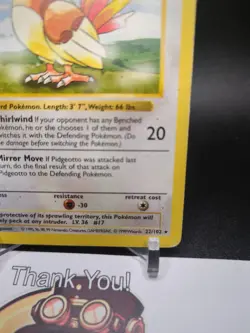 Pidgeotto 22/102 1st Edition Base Set Shadowless Pokemon Card WOTC - Image 4