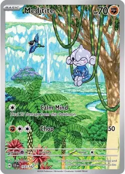 Meditite 153/142 Illustration Rare Sv07: Stellar Crown Pokemon Card NM - Image 1