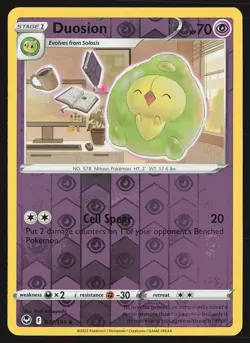 SWSH12: Silver Tempest Duosion #077/195 Reverse Holo Pokemon Card - Image 1