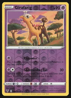 SWSH04: Vivid Voltage Girafarig #065/185 Reverse Holo Pokemon Card - Image 1