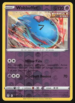 SWSH07: Evolving Skies Wobbuffet #066/203 Reverse Holo Pokemon Card - Image 1