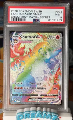 Charizard VMAX (Secret) 74/73 Pokemon Champions Path Holo Graded PSA 9 - Image 1
