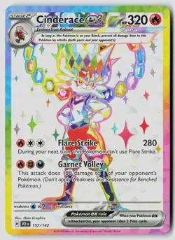 Cinderace ex 157/142 Ultra Rare Stellar Crown Pokemon Near Mint - Image 1