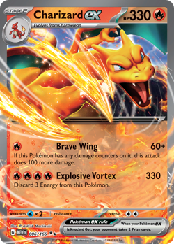 CHARIZARD EX 006/165 DOUBLE RARE 151 POKEMON NEAR MINT - Image 1