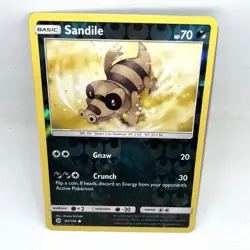 Sandile 83/149 Common SM Base Set Pokemon Reverse Holo - Image 1