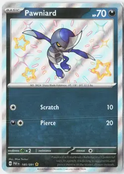 Pawniard 185/091 Shiny Rare Paldean Fates Pokemon Near Mint - Image 1