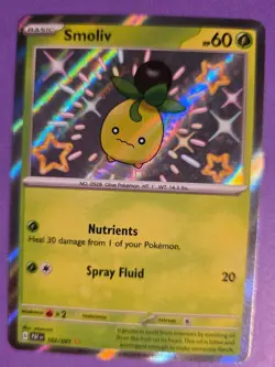 The Pokemon Company Smoliv 102/091 SV: Paldean Fates Shiny Rare Holo - Image 1