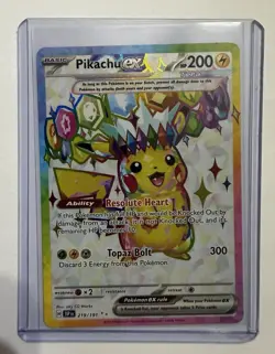 The Pokemon Company Pikachu ex 219/191 SV08 Surging Sparks Full Art Holo UR - Image 1